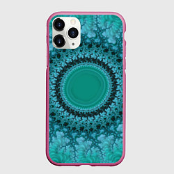 Чехол iPhone 11 Pro матовый Круговой фрактал, цвет: 3D-малиновый