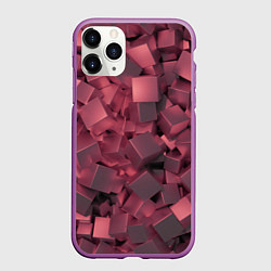 Чехол iPhone 11 Pro матовый Кубики металлические красные, цвет: 3D-фиолетовый
