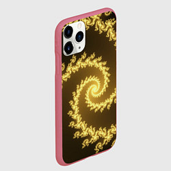 Чехол iPhone 11 Pro матовый Желтая спираль фракталов, цвет: 3D-малиновый — фото 2