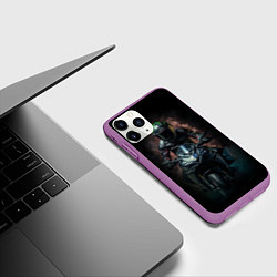 Чехол iPhone 11 Pro матовый Мотоциклист на мото, цвет: 3D-фиолетовый — фото 2