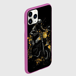 Чехол iPhone 11 Pro матовый Мотоциклист и желтые кляксы, цвет: 3D-фиолетовый — фото 2