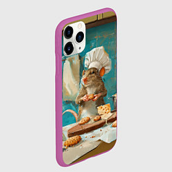 Чехол iPhone 11 Pro матовый Крыса шеф повар на кухне, цвет: 3D-фиолетовый — фото 2