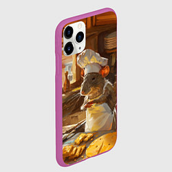 Чехол iPhone 11 Pro матовый Крыса повар готовит на кухне, цвет: 3D-фиолетовый — фото 2