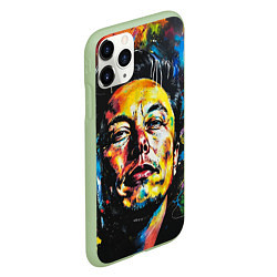 Чехол iPhone 11 Pro матовый Граффити портрет Илона Маска, цвет: 3D-салатовый — фото 2