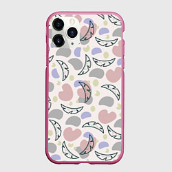 Чехол iPhone 11 Pro матовый Пятна и листья, цвет: 3D-малиновый
