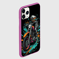 Чехол iPhone 11 Pro матовый Ретро-мотоцикл старый арт, цвет: 3D-фиолетовый — фото 2