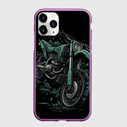 Чехол iPhone 11 Pro матовый Зеленый абстрактный мото, цвет: 3D-фиолетовый