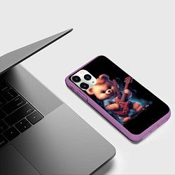 Чехол iPhone 11 Pro матовый Большой плюшевый медведь играет на гитаре, цвет: 3D-фиолетовый — фото 2