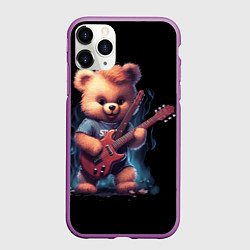 Чехол iPhone 11 Pro матовый Большой плюшевый медведь играет на гитаре, цвет: 3D-фиолетовый