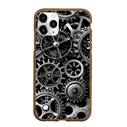 Чехол iPhone 11 Pro матовый Стимпанк стальные механизмы паттерн
