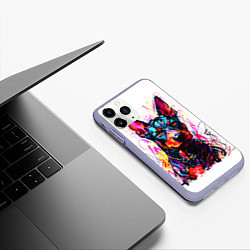 Чехол iPhone 11 Pro матовый Доберман маркерами, цвет: 3D-светло-сиреневый — фото 2
