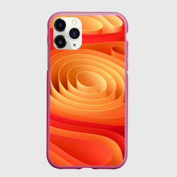 Чехол iPhone 11 Pro матовый Оранжевые объемные круги, цвет: 3D-малиновый