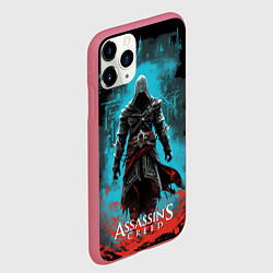Чехол iPhone 11 Pro матовый Assassins creed подводный город, цвет: 3D-малиновый — фото 2