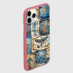 Чехол iPhone 11 Pro матовый Пэчворк из Египетских мотивов, цвет: 3D-малиновый — фото 2