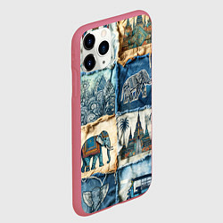 Чехол iPhone 11 Pro матовый Пэчворк из Тайланда, цвет: 3D-малиновый — фото 2