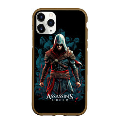 Чехол iPhone 11 Pro матовый Assassins creed черный фон, цвет: 3D-коричневый