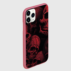 Чехол iPhone 11 Pro матовый Кровавые черепа, цвет: 3D-малиновый — фото 2