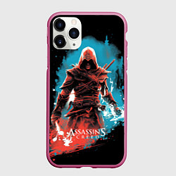 Чехол iPhone 11 Pro матовый Assassins creed фон абстрактный, цвет: 3D-малиновый