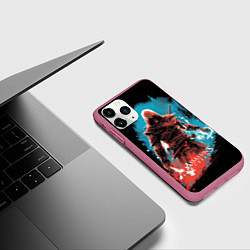 Чехол iPhone 11 Pro матовый Assassins creed фон абстрактный, цвет: 3D-малиновый — фото 2