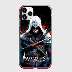 Чехол iPhone 11 Pro матовый Assassins creed мазки красок