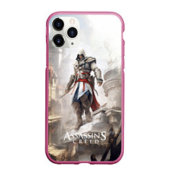 Чехол iPhone 11 Pro матовый Assassins creed town, цвет: 3D-малиновый