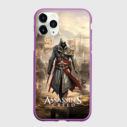 Чехол iPhone 11 Pro матовый Assassins creed старый город, цвет: 3D-фиолетовый