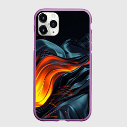 Чехол iPhone 11 Pro матовый Волнистая темная материя, цвет: 3D-фиолетовый