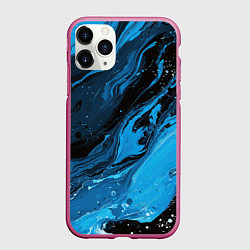 Чехол iPhone 11 Pro матовый Черно-синяя абстракция геометрическая, цвет: 3D-малиновый