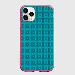 Чехол iPhone 11 Pro матовый Геометрический синий узор, цвет: 3D-малиновый