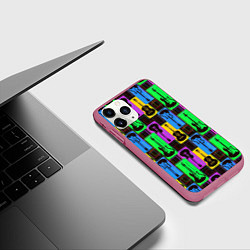 Чехол iPhone 11 Pro матовый Красочные гитары, цвет: 3D-малиновый — фото 2