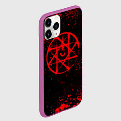 Чехол iPhone 11 Pro матовый Стальной алхимик - красные брызги, цвет: 3D-фиолетовый — фото 2