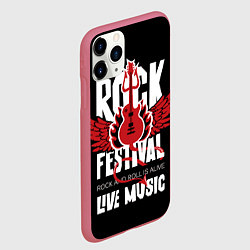 Чехол iPhone 11 Pro матовый Rock festival - live music, цвет: 3D-малиновый — фото 2