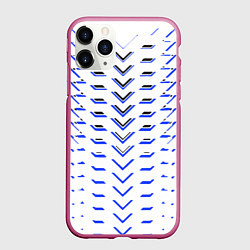 Чехол iPhone 11 Pro матовый Чёрные и синие полосы на белом фоне, цвет: 3D-малиновый