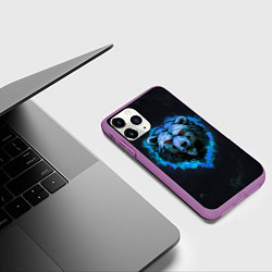Чехол iPhone 11 Pro матовый Пылающая эмблема медведя, цвет: 3D-фиолетовый — фото 2