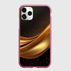 Чехол iPhone 11 Pro матовый Золотая стильная абстракция на черном фоне, цвет: 3D-малиновый