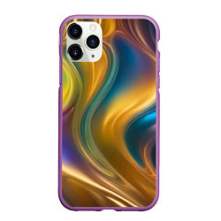 Чехол iPhone 11 Pro матовый Жидкий разноцветный металл, цвет: 3D-фиолетовый
