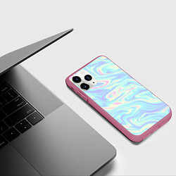 Чехол iPhone 11 Pro матовый Жидкая абстракция, цвет: 3D-малиновый — фото 2