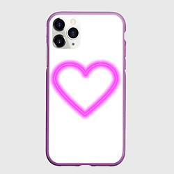 Чехол iPhone 11 Pro матовый Неоновое сиреневое сердце, цвет: 3D-фиолетовый