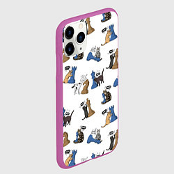 Чехол iPhone 11 Pro матовый Котики и шахматы белый, цвет: 3D-фиолетовый — фото 2