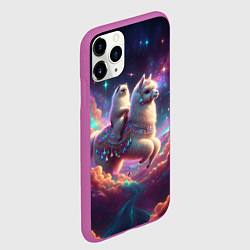 Чехол iPhone 11 Pro матовый Космос и кот едет верхом на альпаке, цвет: 3D-фиолетовый — фото 2
