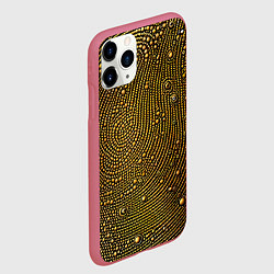 Чехол iPhone 11 Pro матовый Золотые камушки, цвет: 3D-малиновый — фото 2