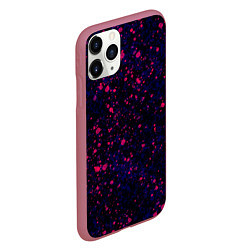 Чехол iPhone 11 Pro матовый Абстракция чёрно-синий с розовыми кляксами, цвет: 3D-малиновый — фото 2