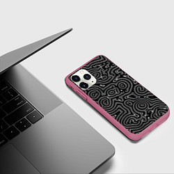 Чехол iPhone 11 Pro матовый Лабиринт из жидкого металла, цвет: 3D-малиновый — фото 2