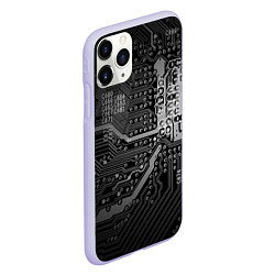 Чехол iPhone 11 Pro матовый Микросхема плата, цвет: 3D-светло-сиреневый — фото 2