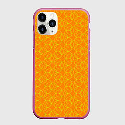 Чехол iPhone 11 Pro матовый Паттерн из окружностей оранжевый, цвет: 3D-малиновый