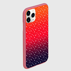 Чехол iPhone 11 Pro матовый Градиент оранжево-фиолетовый со звёздочками, цвет: 3D-малиновый — фото 2