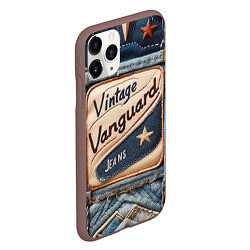 Чехол iPhone 11 Pro матовый Vintage vanguard jeans - patchwork, цвет: 3D-коричневый — фото 2