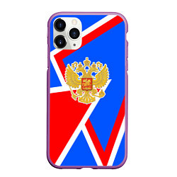 Чехол iPhone 11 Pro матовый Герб России - патриотические цвета