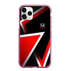 Чехол iPhone 11 Pro матовый Honda - красные треугольники, цвет: 3D-малиновый