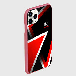 Чехол iPhone 11 Pro матовый Honda - красные треугольники, цвет: 3D-малиновый — фото 2